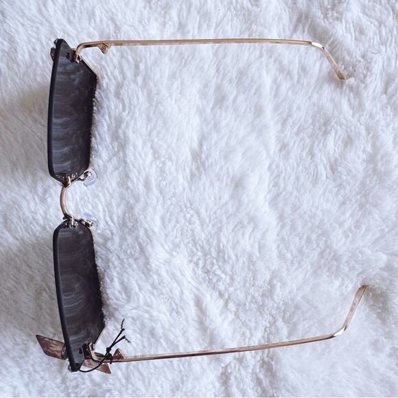 Nora Black w/ Gold Rims Square Sunglasses - Picture 6 of 13